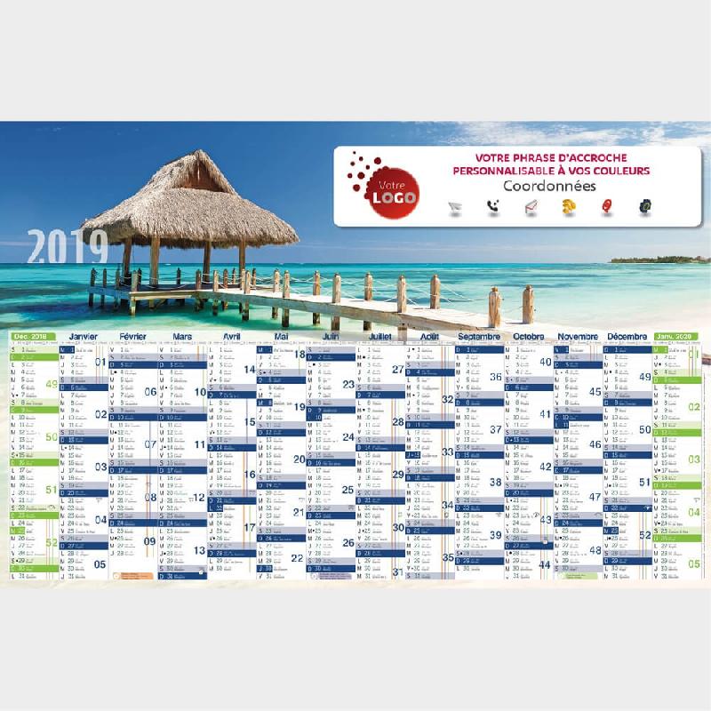 Calendrier publicitaire bancaire personnalisé cartonné exotique
