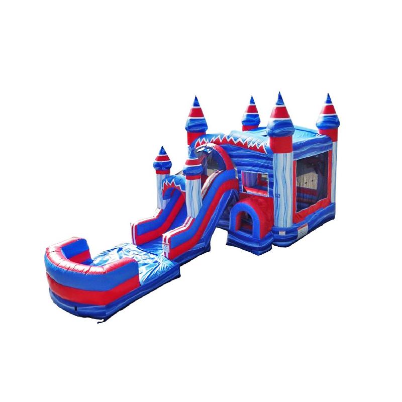 Château gonflable Bleu et rouge - Réf. CO39-CH - Dimensions 9,5x4x4,6m - Sécurité norme CE EN 14960_0