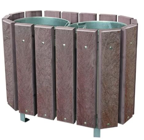 Poubelle publique Corbeille Alloa Bi Flux - plastique recyclé - 2 x 48 litres - avec ou sans couvercle - 61,5 kg ou 67 kg_0