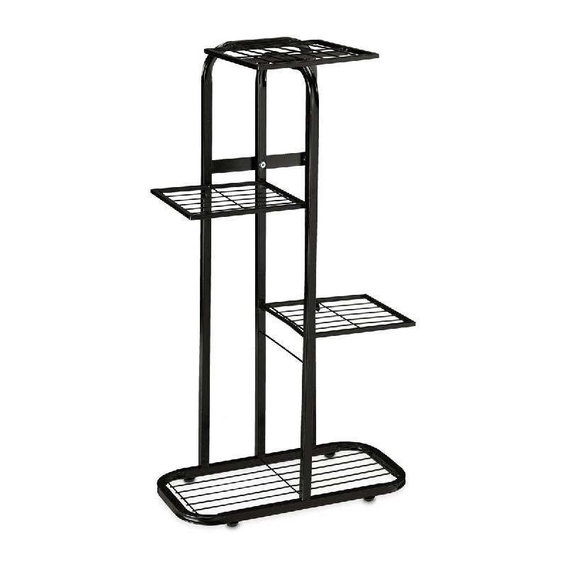Helloshop26 - Étagère à plantes escalier moderne 81 x 44 x 24,5 cm pour fleurs en acier poudré noir 13_0010761 - noir métal 3000245405315_0