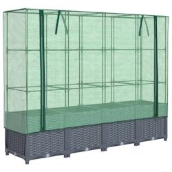 Helloshop26 - Jardinière bac lit surélevé plantes fleurs terrasse jardin surélevée avec housse aspect rotin 160 x 40 x 138 cm Blue 02_0038753 - 3_0