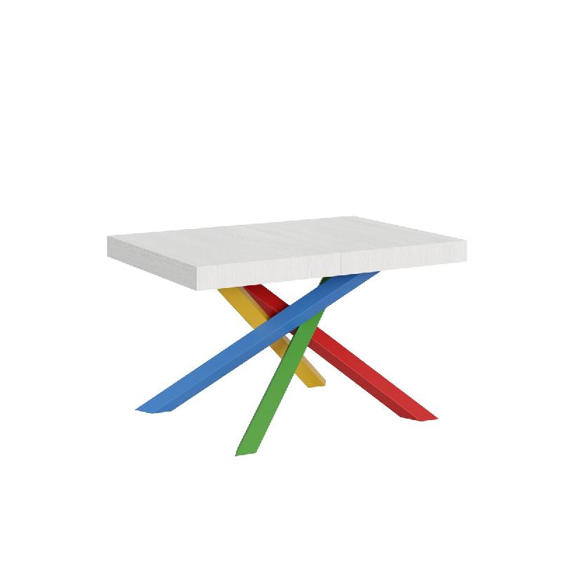 Itamoby Table Extensible 120/380X90 Cm Volantis Frêne Blanc Pieds Multicolores 4/B - blanc 8050598907573_0