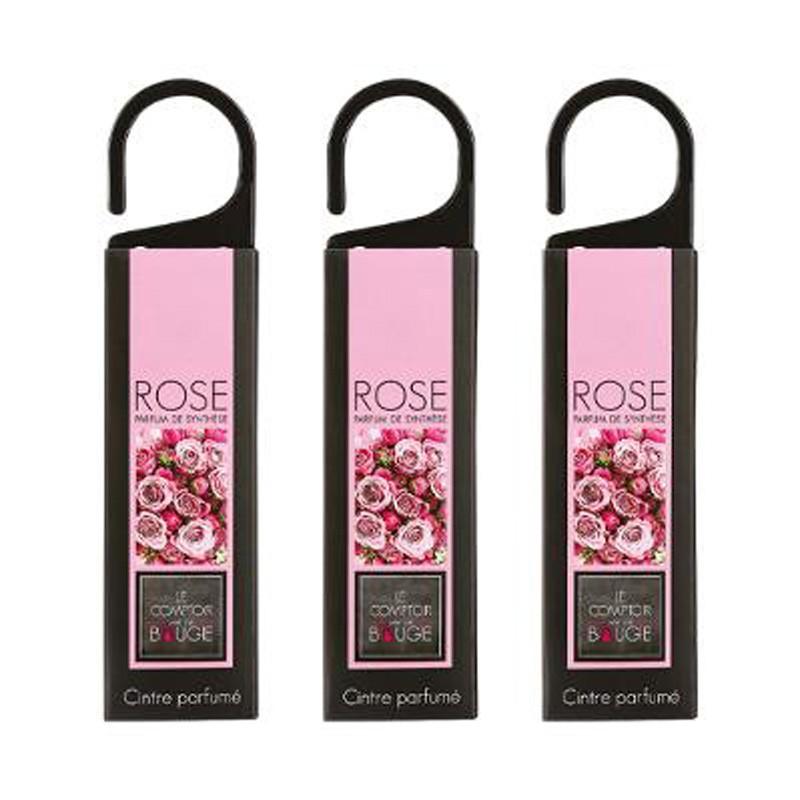 Lot de 3 cintres parfumés suspend 17cm - Parfum rose - Paris Prix_0