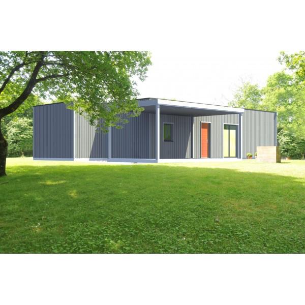 Maisons ossature bois moderne - architecture modulaire - larges ouvertures - bardage coloré ou naturel_0