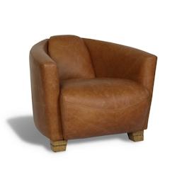 Now's Home - Fauteuil En Cuir De Vache Noisette 81x85x67 Cm Porok - 3256390233314_0