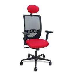 Piqueras y Crespo Silla Zulema sincro malla negra asiento bali rojo brazos 2D ruedas 65mm cabecero - rouge multi-matériau 390SM840B350B2DB68R65C_0