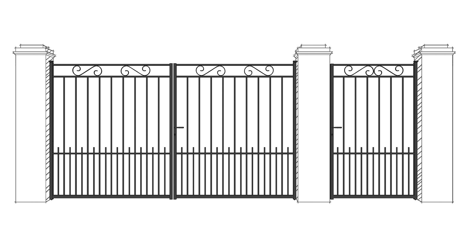 Portail Majorque - Volutes hautes - Ossature tube de 35x35x2 - Finitions variées_0