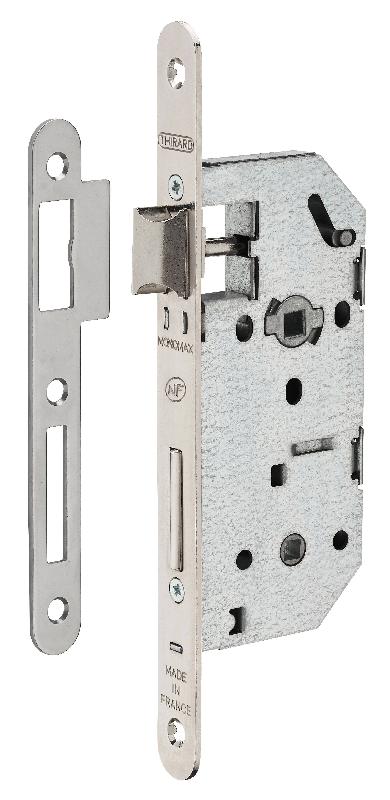 Serrure Monomax NF - Axe 40 mm à condamnation - Têtère acier nickelé - Réversible sans démontage_0
