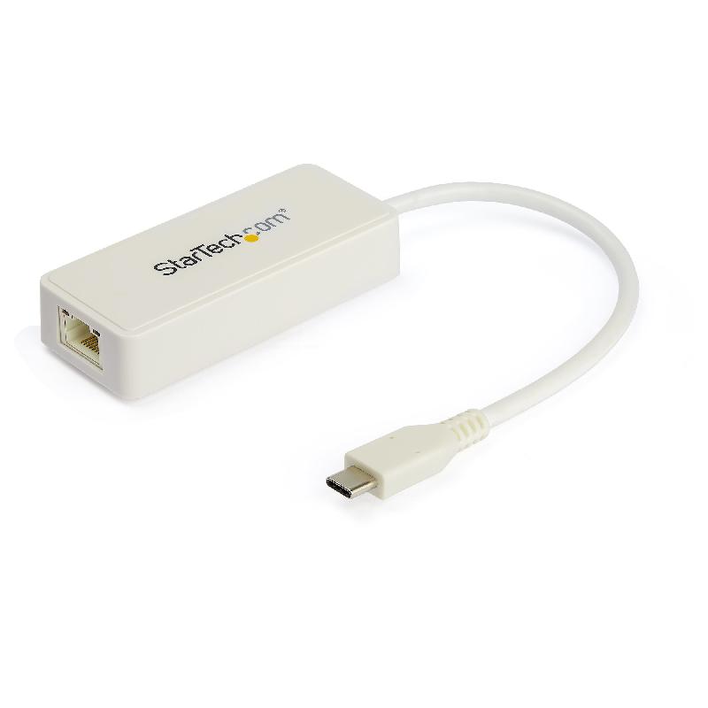 StarTech.Com Adaptateur USB-C vers Gigabit Ethernet avec port USB-A - Adaptateur Réseau Blanc 1Gbps NIC USB 3.0/3.1 Type C - 1GbE USB-C RJ45/LAN TB3 Compatible Win, Mac, Chromebook_0