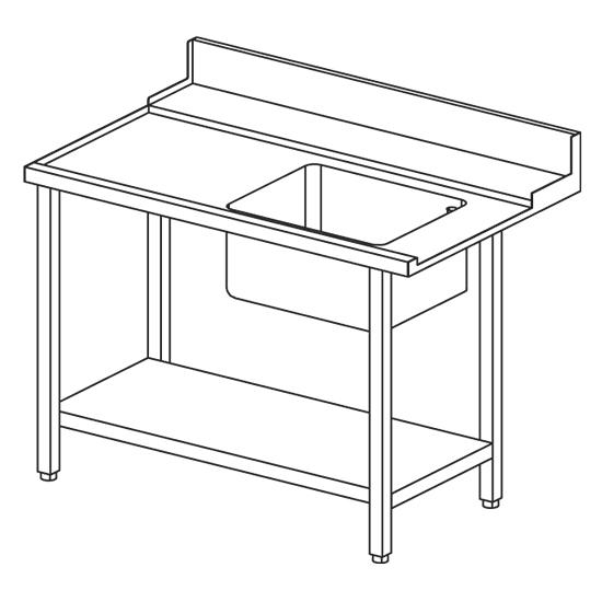 Table d'entrée gauche avec évier à droite pour lave-vaisselles à capot, l=1500 mm - Z/TIS1500_0