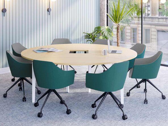 Table de conférence et formation Elite - Dimensions 200x200 ou 220x220 cm - Plateau mélaminé 25 mm PEFC - Pieds métal design - Garantie 8 ans - Fabriquée en France_0