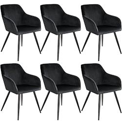 Tectake 6 Chaises MARILYN Design en Velours Style Scandinave - noir -404052 - noir plastique 404052_0