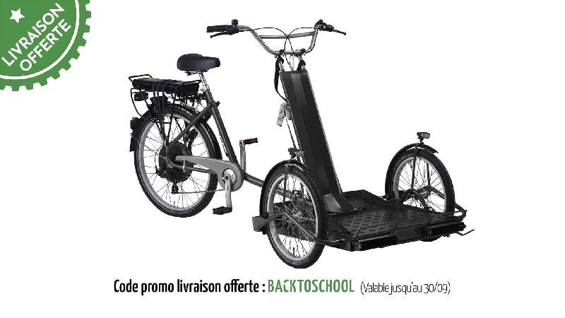 Triporteur électrique noir pour transporter un fauteuil roulant - Assistance électrique - Freins hydrauliques_1