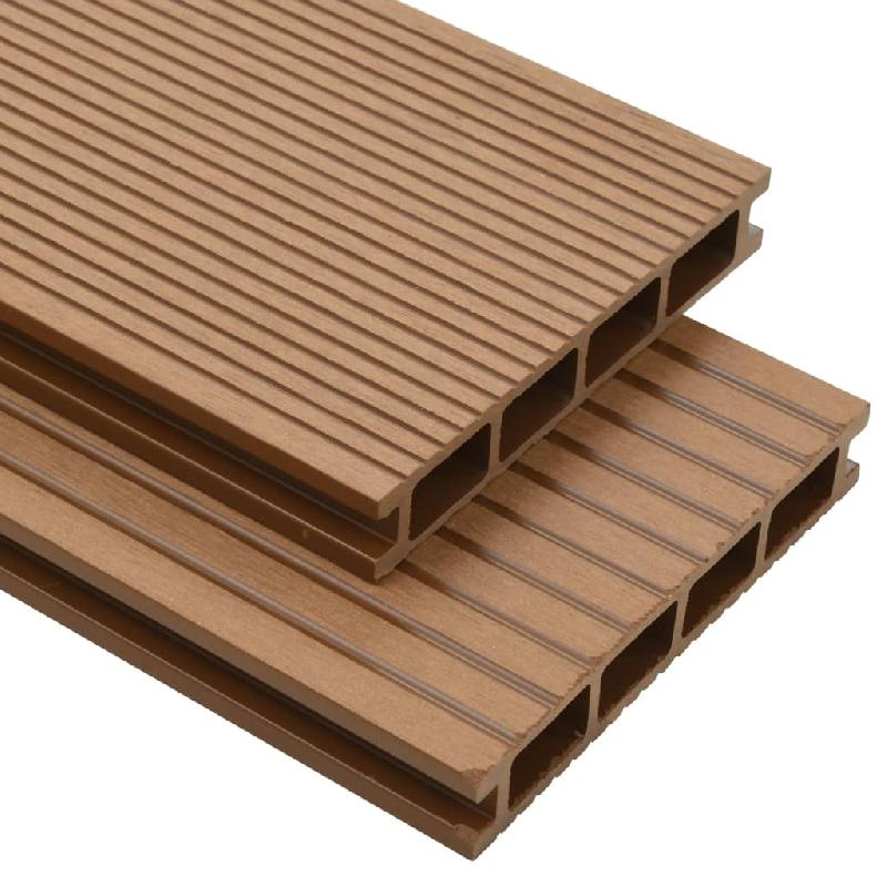 Vidaxl panneaux de terrasse creux et accessoires wpc 30 m² 2,2 m teck 275715_0