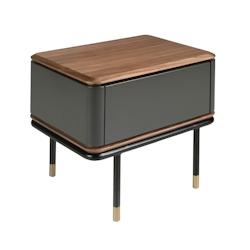 AC ANGEL CERDA Angel Cerdá Table de nuit en bois gris foncé mat, acier noir et plateau en noyer 7170C 60 x 45 x 50 - gris Bois manufacturé 84356310_0