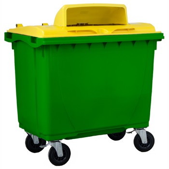 Bac plastique 660l opercule emballage vert/jaune_0