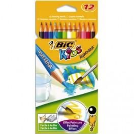 BIC POCHETTE PLASTIQUE DE 12 CRAYONS DE COULEUR AQUARELLABLE 17,5CM ASSORTIS AQUACOULEUR