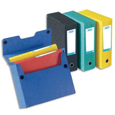 BOÎTE DE CLASSEMENT EUROFOLIO - CARTE GRAINEE 7 / 10E - DOS 90 MM - FERMETURE PAR ELASTIQUE - COLORIS ASSORTIS - LOT DE 5