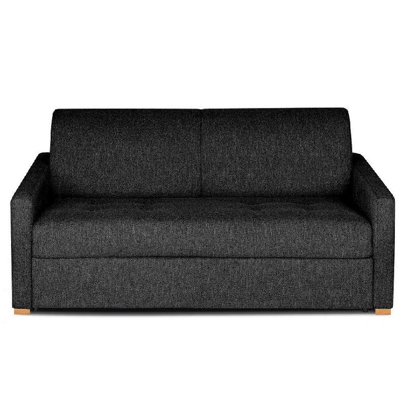 Canapé convertible express Birdy - 3 places - Matelas 16 cm - Mono assise capitonnée - Tissu tweed gris - Fabrication italienne_0
