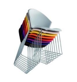 Chaise empilable coque arrondie - Polypropylène noir - Structure en acier chromé - Marque Rolléco_0