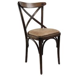 Chaise CROSS YORK Vintage en bois style bistrot pour intérieur - TIGAONE - marron 3701680320118_0