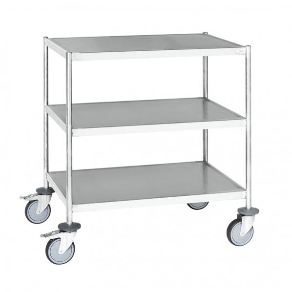 Chariot inox soudé C3 avec 3 tablettes - KONGAMEK - 200 kg de charge - Sans poignées_0