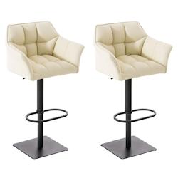 CLP Lot de 2 tabourets de bar Damaso similicuir Crème/Noir - beige polyester 314933_0