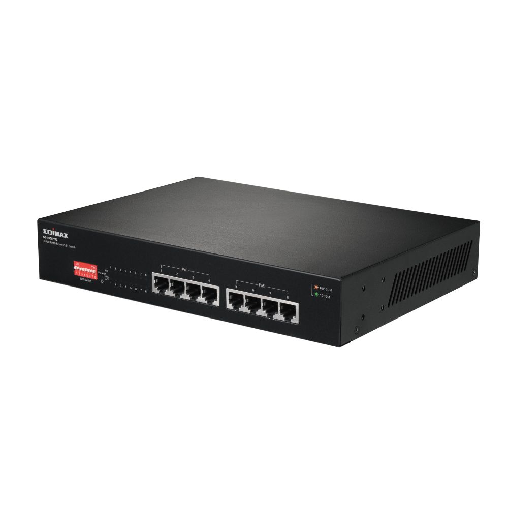 Commutateurs - switch - Emidax GS-1008P V2 - 8 ports RJ-45 PoE+ - Fanless - 16G Switching Capacity_0