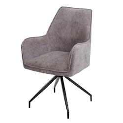 Décoshop26 - Chaise de salle à manger rembourrée avec accoudoirs en tissu/textile métal gris foncé 04_0006319 - gris 3000261704966_0
