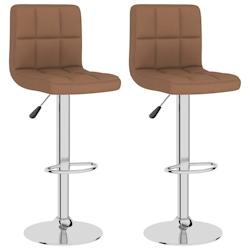 Décoshop26 - Lot de 2 tabourets de bar chaises hautes en tissu marron cadre en acier DEC029778 - marron 3000257551666_0