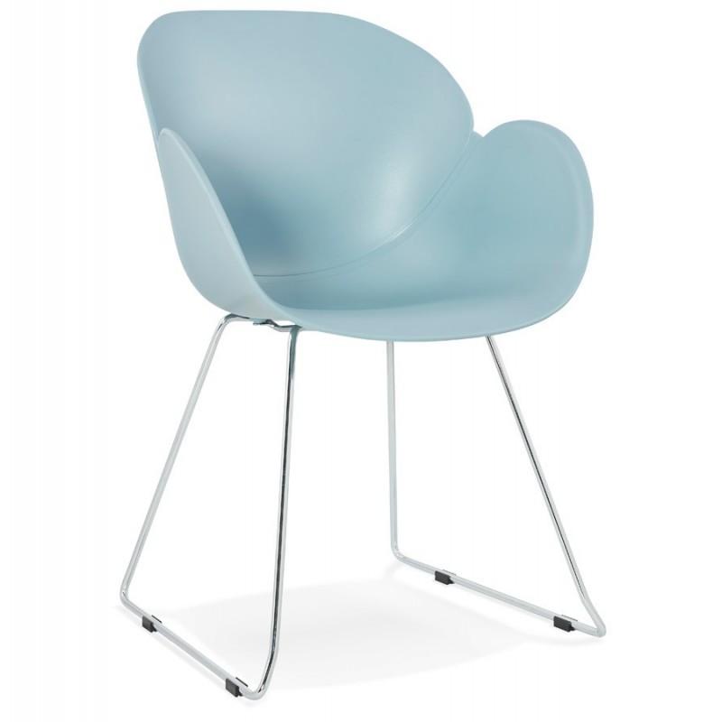 Fauteuil design Moshi 87cm bleu - Paris Prix - Polypropylène et métal chromé_0