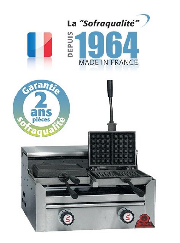 Gaufrier forain réversible gaz - 2 fers - 24 alvéoles - 19046 - 2 zones de chauffe - Puissance 5240W_0