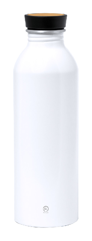 Gourde de sport en aluminium recyclé - 550 ml - Couvercle en bambou - Couleur blanche_0
