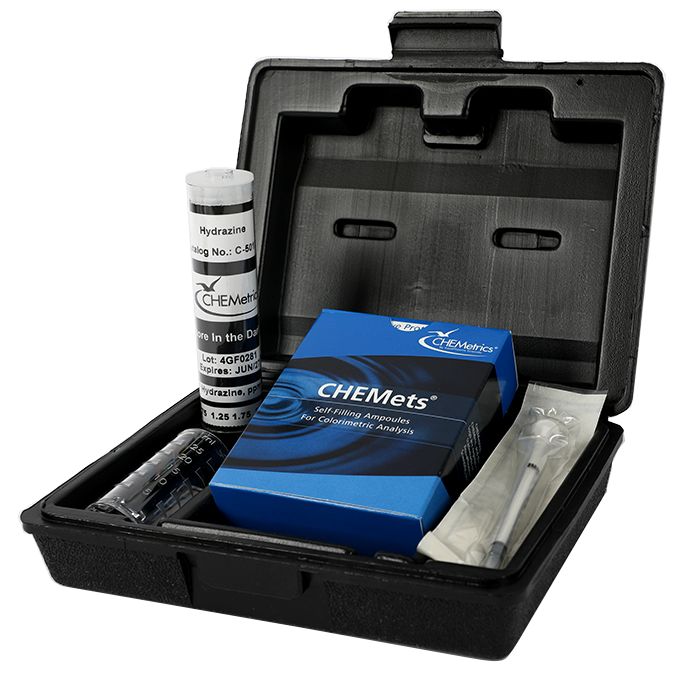 Kit d'analyse visuelle de l'Hydrazine 0-12,5 ppm, type : HR CHEMets 30 ampoules, marque Chemetrics - Ref.: NCK016_0
