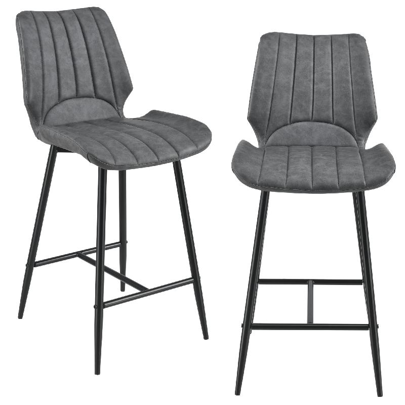 LOT DE 2 TABOURETS DE BAR SIÈGE DE CUISINE 103 CM GRIS FONCÉ 03_0002785_0