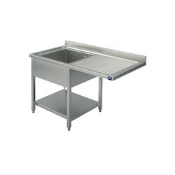 Plonge Sur Piètement Avec Étagère Inférieure, Place Pour Lave-Vaisselle, 1 Bac à Gauche, 1200X600 mm - Mastro - 7864908435233_0