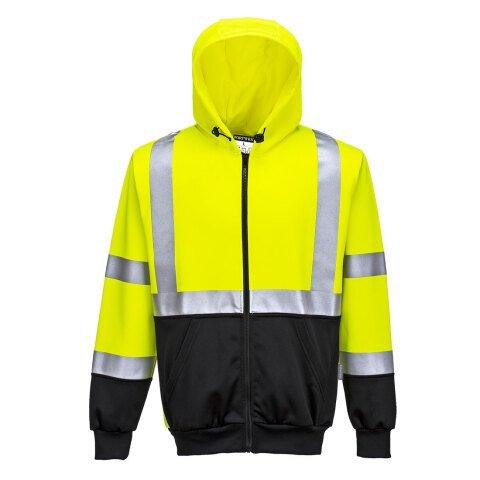 PORTWEST B315 SWEAT HI-VIS BICOLORE ZIPPÉ À CAPUCHE JAUNE/NOIR - TAILLE XL