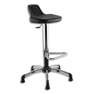 Siège assis-debout en polyuréthane noir - assise pivotante - piètement chromé avec repose-pieds_0