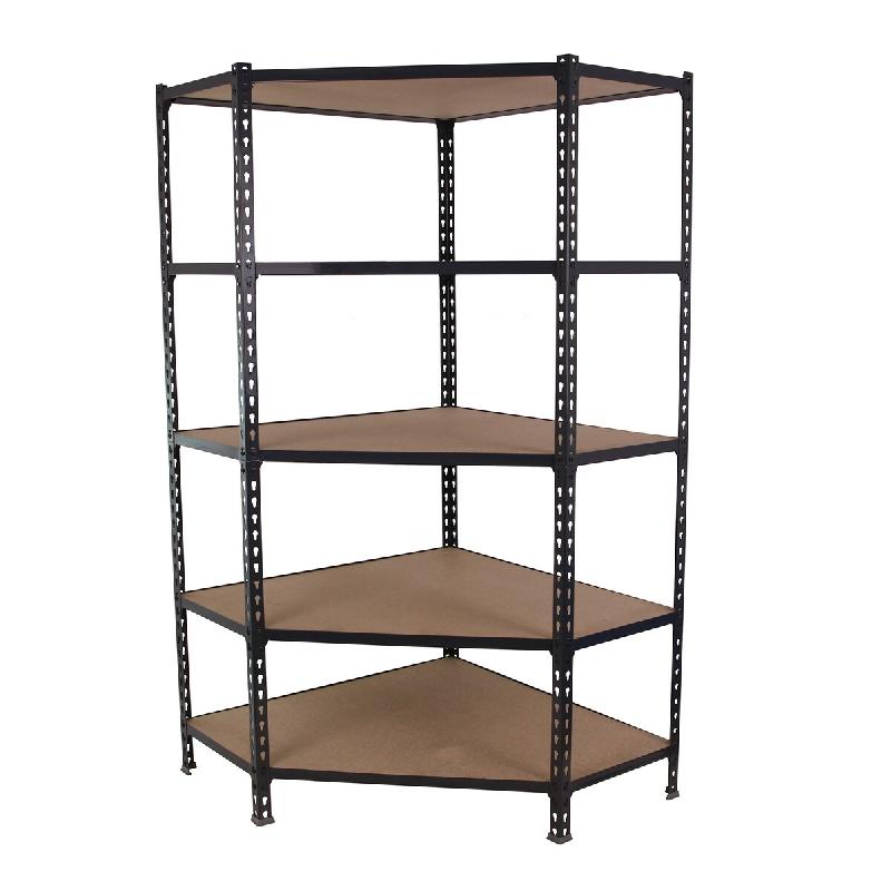 SimonRack Étagère d’angle métallique 1800 mm, Tablettes en Bois, 200 kg par Niveau, Noir - Maderclick Corner - noir métal 8425437135194_0