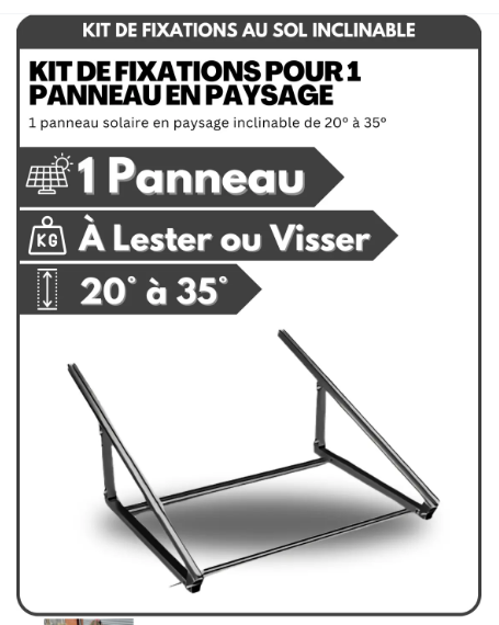 Support au sol, mural ou balcon pour 1 panneau solaire inclinable de 20° à 35° - SOLUSUN_0