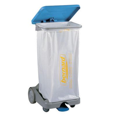 Support sac poubelle d'intérieur 4 roues à pédale Bernard bleu avec couvercle 110 L_0
