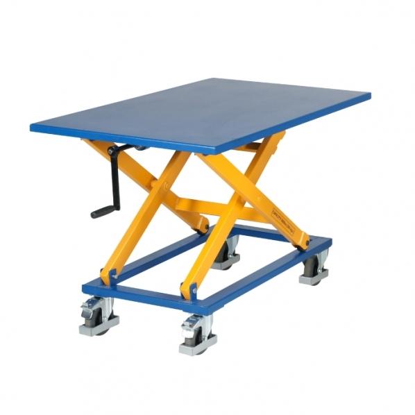 Table élévatrice à manivelle - Hauteur max. de levée 1050 mm - Charge jusqu'à 300 kg - 4 roues avec freins - Marque Rolléco_0