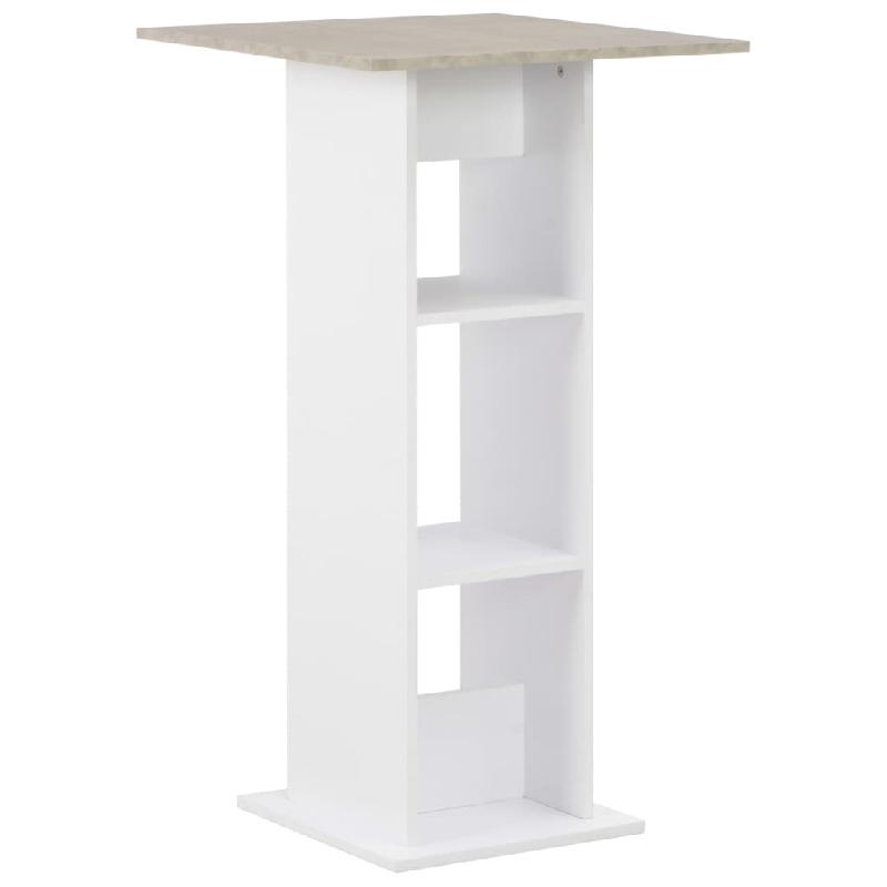 Table haute mange-debout bar bistro blanc 110 cm avec étagères - modèle 0902060_0