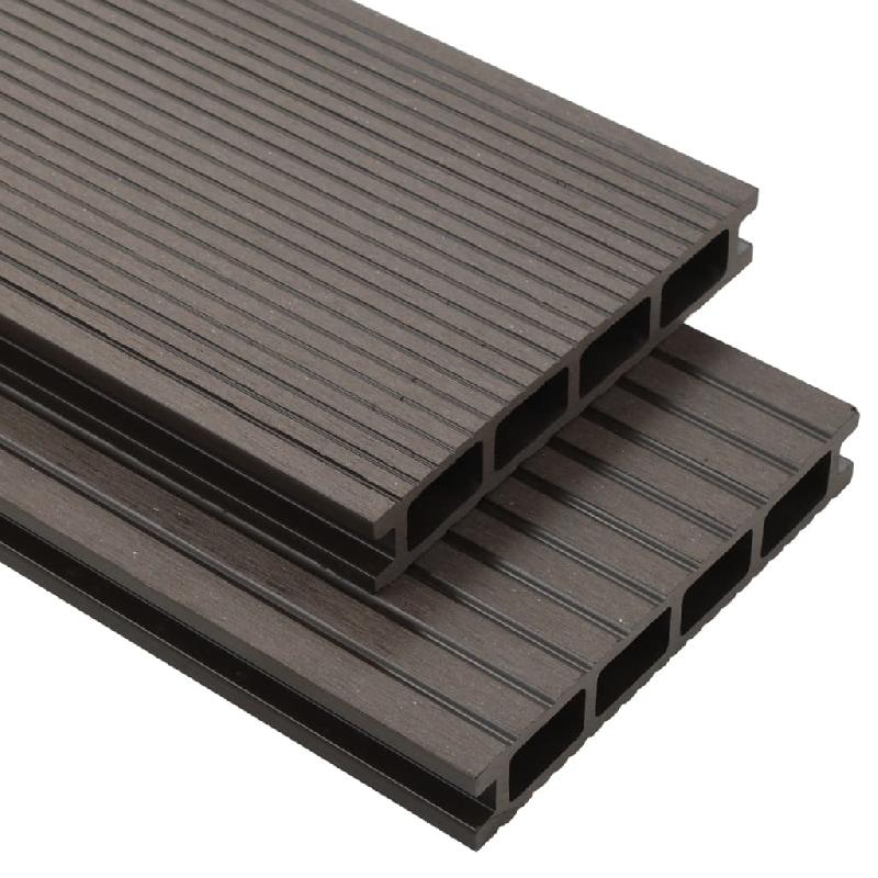 Vidaxl panneaux de terrasse creux wpc 30 m² 2,2 m marron foncé 275722_0