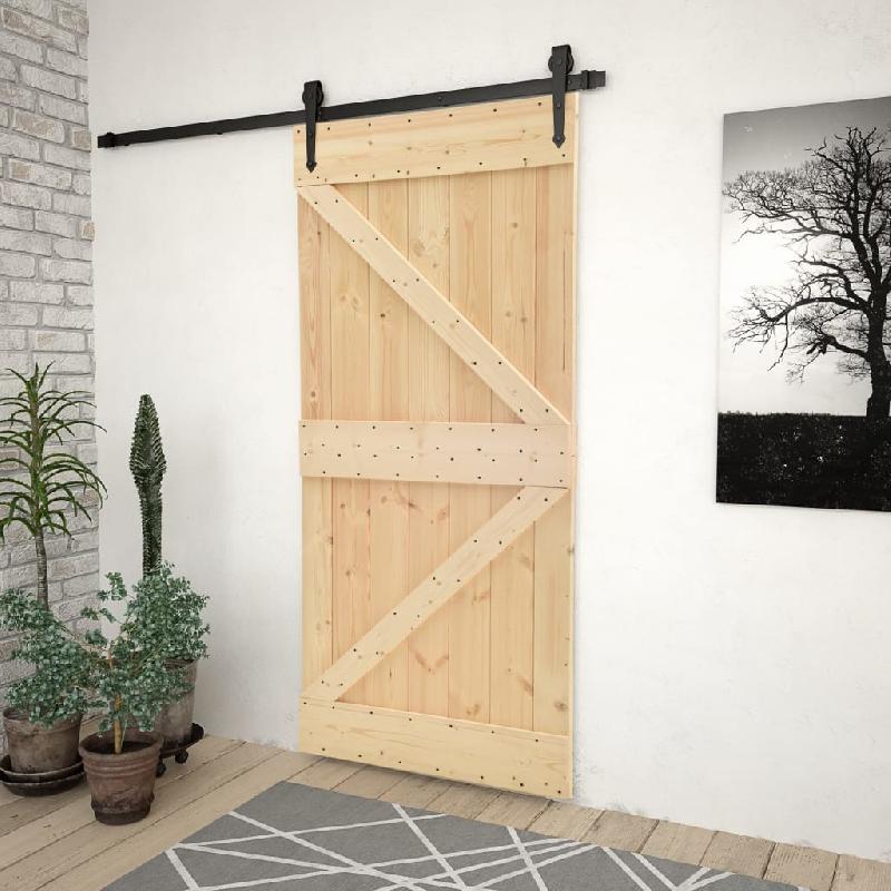 Vidaxl porte coulissante avec kit de quincaillerie 80x210cm pin massif 3057486_0