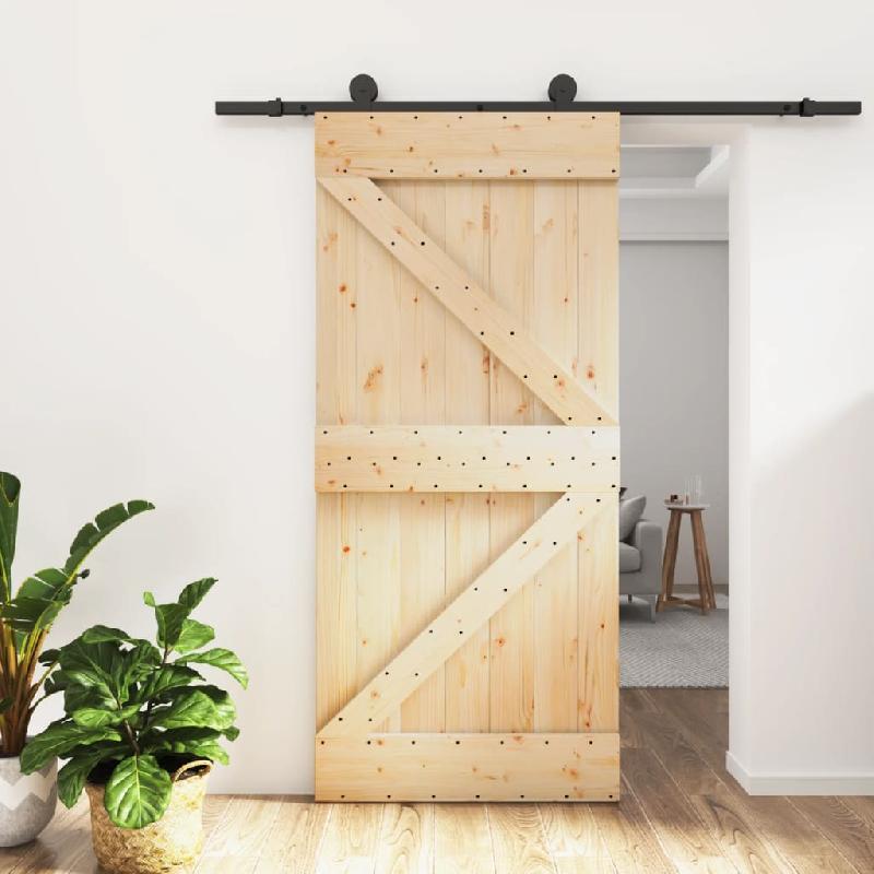 Vidaxl porte coulissante et kit de quincaillerie 95x210 cm pin massif 3203060_0