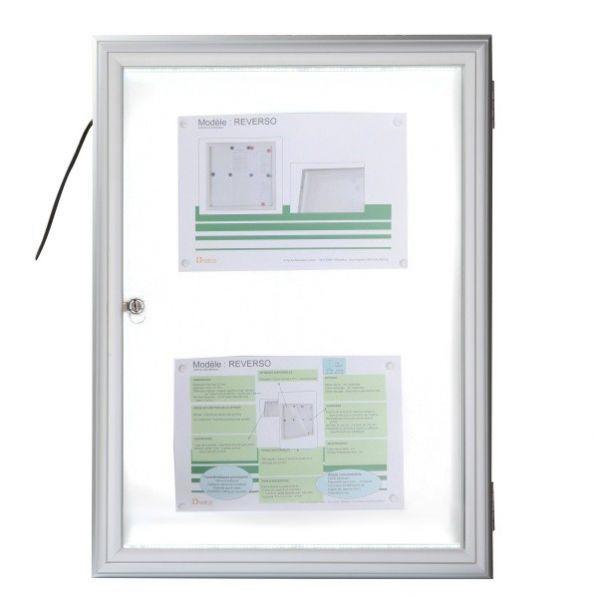 Vitrine d'extérieur fine éclairée - verre trempé - format 1 x A4 - marque Rolléco_0
