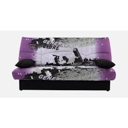 Banquette clic-clac - 3 places – Coton Parcours Mauve– 190 x 92 x 96 cm – DREAM CONFORTEAM - 3666749754351_0