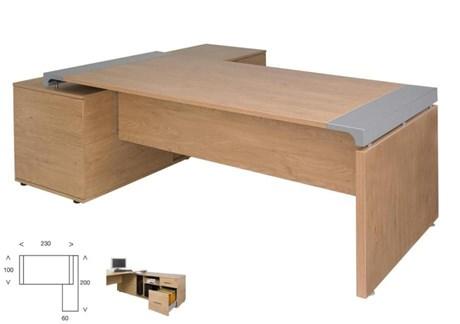 BUREAU DE DIRECTION XO SUR CONSOLE DROITE CHÊNE CLAIR L.200 CM