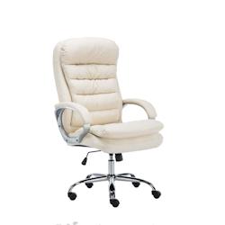 CLP Fauteuil de bureau Big Vancouver similicuir Crème - beige polyester 191174404_0